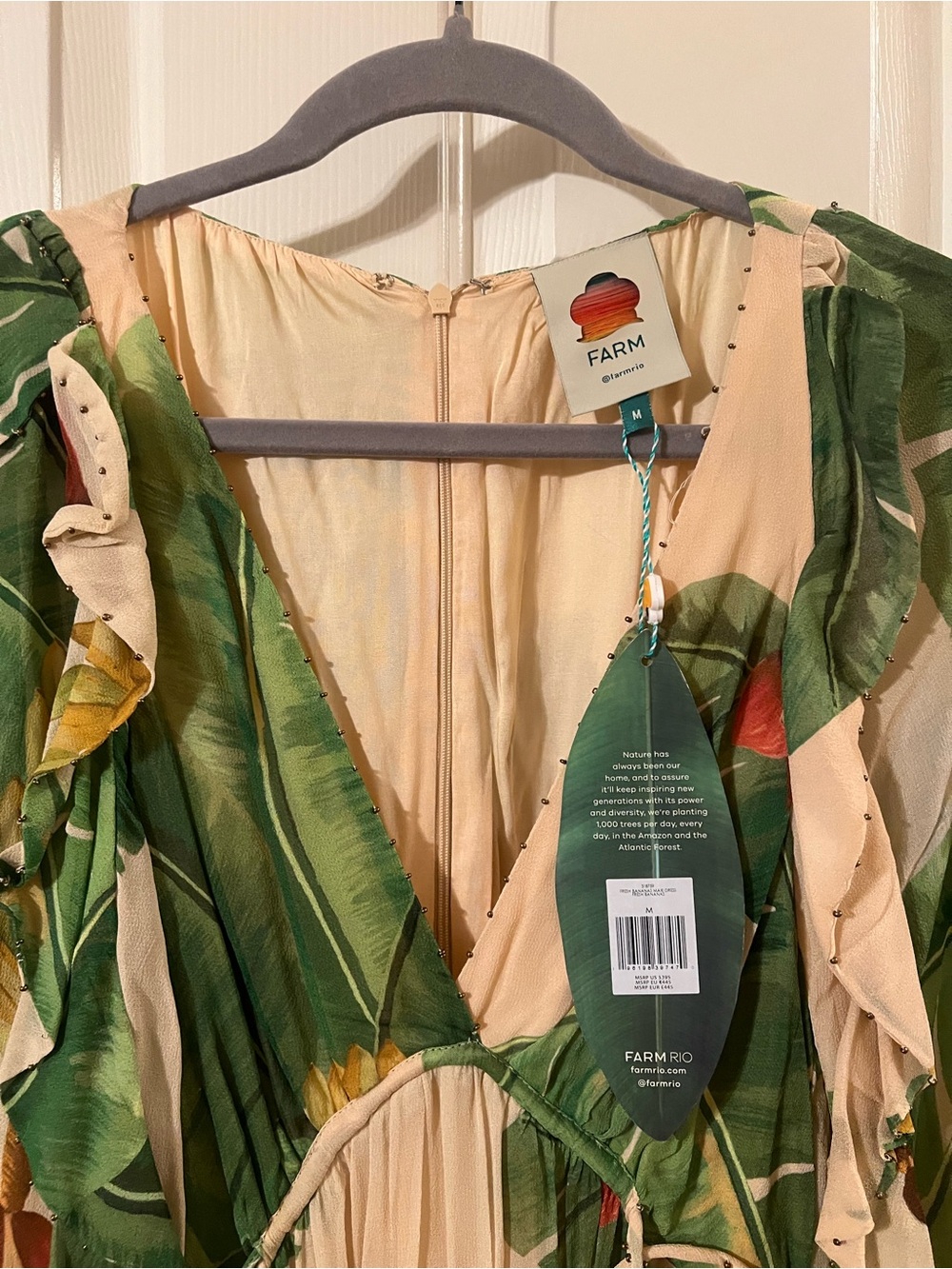NWT FARM Rio Fresh Bananas Vibrant Green and Beige Maxi Dress Size Medium - Picture 5 of 11